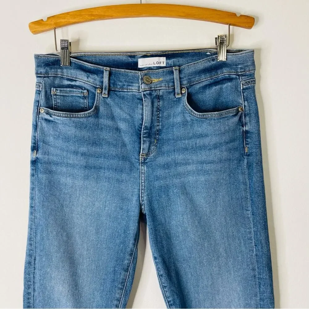 Loft blue high waisted skinny crop ankle jeans 10